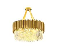 NMGBRDM Lustre Moderne en Cristal doré de Luxe avec plafonnier intégré, Lustre Circulaire à LED avec chaîne de Suspension réglable, 3 Options d'éclairage de Couleur(Size:40CM)