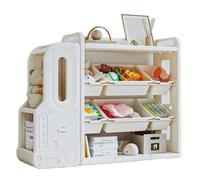 NMGHUTE Coffre à Jouet, Bibliothèque À 4 Niveaux, Organisateur De Rangement De Jouets Et De Livres avec Armoire De Rangement À 6 Bacs pour Salle De Jeux À Domicile Meuble pour Chambre(Without Wheels)