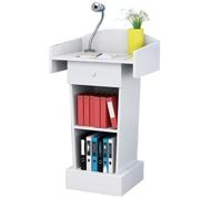 NMGHUTE Podium d'église, Pupitres De Pupitre Portables, Pupitres D'église, Pupitres De Modérateur De Bureau Et D'école Bureau(White)