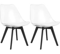 NMK HOME Lot de 2 chaises de Salle à Manger Transparentes - Chaises Design avec Coque en Plastique Transparent et Pieds Noirs en polypropylène, Look Moderne et léger