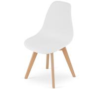 NMK HOME Sedia da Pranzo - Sedia in Plastica Bianca Con Gambe in Legno, Confortevole e Durevole, Design Scandinavo, Ideale per Cucina, Sala da Pranzo, Ufficio - Facile da Montare