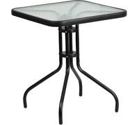 NMK HOME Table de Jardin carrée 60 × 60 cm - Plateau en Verre trempé Transparent, Structure Acier Noir, Design Moderne, idéale Balcon, terrasse, Cuisine, bistrot