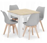 NMK HOME Table Rectangulaire Cuir Synthétique 80x80 Gris