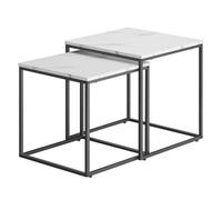 NMK HOME Tables Gigognes Carrées Style Industriel Marbre Noir 50x50cm