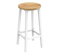 NMK HOME Tabouret Bar Stable Cuisine Bois Métal, Chêne Naturel Blanc