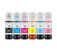 NMLLTB Recharge d'encre for 108, for imprimante L8050 L18058 ET-18100 L18050 T09C C13T09C14A, Bouteille à Base d'eau, 6 Couleurs/Ensemble (1 Bouteille BK)(1 Set 6colors)
