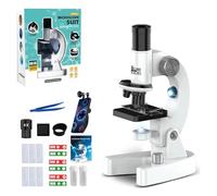 NMM Microscope pour enfants, loupe 200 x 4800x, kit de microscope portable, jouet éducatif expérimental, diapositives, préparations permanentes, avec support d'enregistrement pour téléphone portable