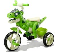 NMM Tricycle Dinausore, Tricycle Enfant avec klaxon en Forme de Dinosaure et Panier de Rangement, Dinosaure Velo avec Musique et LumièRes, Velo Enfant 2, 3, 4, 5, 6 Ans