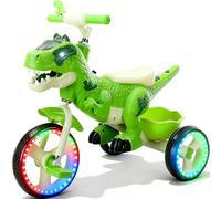 NMM Tricycle Dinausore, Tricycle Enfant avec klaxon en Forme de Dinosaure et Panier de Rangement, Dinosaure Velo avec Musique et LumièRes, Velo Enfant 2, 3, 4, 5, 6 Ans - Vert