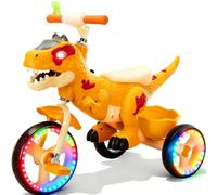 NMM Vélo à roulettes, Tricycle, Tricycle à partir de 2 Ans, Jouet Dinosaure avec Musique, lumières et klaxon pour Enfants, vélo à roulettes à partir de 2, 3, 4, 5, 6, 7, 8 Ans (vélo Orange Lumineux)