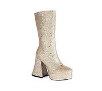 NMMAX Femmes Or Paillettes Bottes Plateformes Super High Chunky Talons Rose Mi-veau Bottes Gothique Zipper Femme Argent Glitter Chaussures, or, 43 EU