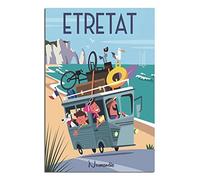 NMNM Etretat Poster de voyage vintage France Normandie sur toile Décoration murale Poster Peinture Poster Cadeau 30 x 45 cm