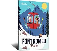 NMNM Font-Romeu Poster vintage sur toile Motif ski des Pyrénées France 20 x 30 cm