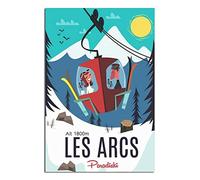 NMNM Les Arc Ski Savoie France Affiche vintage sur toile Décoration murale Poster Impression Cadeau 30 x 45 cm