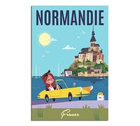 NMNM Poster de voyage vintage Mont-Saint-Michel Normandie sur toile - Décoration murale - Poster imprimé - Cadeau - 20 x 30 cm