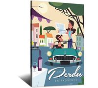 NMNM Poster de voyage vintage sur toile avec rue de Provence France - Décoration murale - Impression - Cadeau - 40 x 60 cm