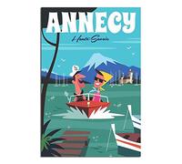 NMNM Poster de voyage vintage sur toile représentant le lac Annecy Haute-Savoie - 30 x 45 cm
