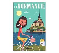 NMNM Poster de voyage vintage sur toile représentant une fille de Normandie France - Décoration murale - Poster imprimé - Cadeau 30 x 45 cm