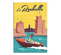 NMNM Poster vintage de voyage La Rochelle France sur toile - Décoration murale - Poster imprimé - Cadeau - 30 x 45 cm