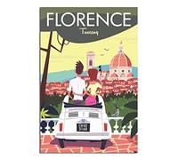 NMNM Poster vintage Florence Toscane Italie sur toile Décoration murale Poster Impression sur toile Cadeau 20 x 30 cm