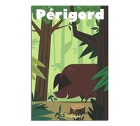 NMNM Poster vintage sur toile représentant le cochon de la Dordogne du Périgord - Décoration murale - Cadeau - 30 x 45 cm