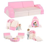 nmoiww Canapé pour Enfants, canapé pour Enfants avec Blocs de Mousse, canapé modulable Pliable Multi-Styles, pour Espace de Couchage et Salle de Jeux pour Enfants (Rose beige-10pcs)