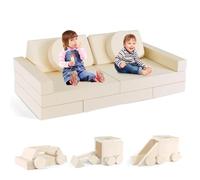 nmoiww Canapé pour Enfants, canapé pour Enfants avec Blocs de Mousse, canapé modulable Pliable Multi-Styles, pour Espace de Couchage et Salle de Jeux pour Enfants (Beige-14pcs)