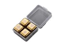 NMQUETYAN Pierres à Whisky réutilisables, glaçons en Acier Inoxydable, congélation Rapide, Refroidisseur de vin, granulés métalliques qualité Alimentaire, bière, Accessoires Bar(Poker 4pc Gold)