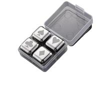 NMQUETYAN Pierres à Whisky réutilisables, glaçons en Acier Inoxydable, congélation Rapide, Refroidisseur de vin, granulés métalliques qualité Alimentaire, bière, Accessoires Bar(Poker 4pc Silver)