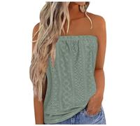 NMSLCNM Femmes Bustier Bandeau Tops Sexy Débardeurs d'été Femme sans Manches Extensible Débardeur Élastique Doux Ruché Tube Chemise sans Bretelles Bandeau Tops Vest Blouse (b-Green, S)
