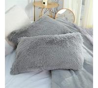 NMSLL Taie d'oreiller en Fausse Fourrure Douce, Paquet de 2 Housse de Coussin en Peluche Housse de taie d'oreiller en Fausse Fourrure Douce pour canapé-lit décoration de la Maison 50x70 cm Gris
