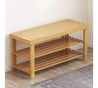 NMVAWIPT Banc À Chaussures en Bois Massif 3 Niveaux avec Assise Rembourrée - Rangement for D'entrée, Salon Et Salle De Bain(80 x 27 x 45 cm)