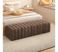 NMVAWIPT Banc De Lit en Velours, Repose-Pieds D'entrée Toast, Tabouret Coiffeuse Bois Massif avec Moelleux for Chambre Ou Salon(Brown,120x40x40cm)