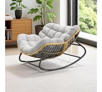 NMVAWIPT Chaise À Bascule Papasan Surdimensionnée avec Coussin Épais - Longue en Forme D'œuf De Style Osier for Utilisation Intérieure Ou Porche Couvert
