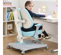 NMVAWIPT Chaise De Bureau Ergonomique for Étudiant avec Double Dossier - Réglable en Hauteur Et Polyvalente for Étudier, Travailler Et Manger(Blue)