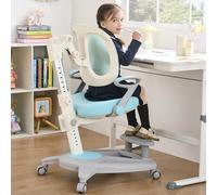 NMVAWIPT Chaise De Bureau Ergonomique for Étudiant avec Repose-Pieds, Réglable en Hauteur Et Inclinable, Idéale for Étudier, Travailler Et Manger.(Blue)