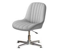 NMVAWIPT Chaise De Bureau Pivotante Réglable en Hauteur sans roulettes, avec Assise Et Dossier Rembourrés, sans Accoudoirs, en Cuir, for Ordinateur Personnel(Light Gray)