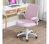 NMVAWIPT Chaise De Bureau Réglable en Hauteur avec Soutien Lombaire, Accoudoirs Relevables, Dossier Mi-Haut, Pivotante, Lin, Idéale for Les Études D'ordinateur(Pink)