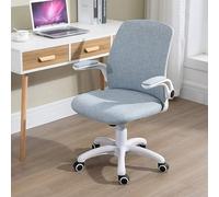 NMVAWIPT Chaise De Bureau Réglable en Hauteur avec Soutien Lombaire, Accoudoirs Relevables, Dossier Mi-Haut, Pivotante, Lin, Idéale for Les Études D'ordinateur(Blue)