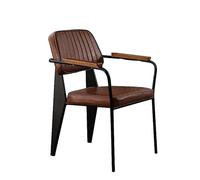 NMVAWIPT Chaise De Salle À Manger Industrielle avec Accoudoirs, Revêtement Aspect Cuir Vintage, Structure en Métal