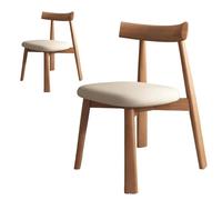 NMVAWIPT Chaise De Salle À Manger Rembourrée, Chaises Salon Modernes en Similicuir avec Assise Et Pieds Bois Massif(Light Walnut+Light Khaki,4 Chairs)