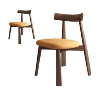 NMVAWIPT Chaise De Salle À Manger Rembourrée, Chaises Salon Modernes en Similicuir avec Assise Et Pieds Bois Massif(Dark Walnut+Orange,2 Chairs)