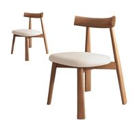 NMVAWIPT Chaise De Salle À Manger Rembourrée, Chaises Salon Modernes en Similicuir avec Assise Et Pieds Bois Massif(Light Walnut+White,4 Chairs)