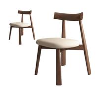 NMVAWIPT Chaise De Salle À Manger Rembourrée, Chaises Salon Modernes en Similicuir avec Assise Et Pieds Bois Massif(Dark Walnut+Light Khaki,2 Chairs)