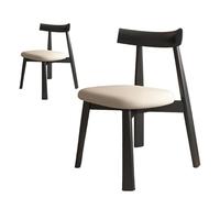 NMVAWIPT Chaise De Salle À Manger Rembourrée, Chaises Salon Modernes en Similicuir avec Assise Et Pieds Bois Massif(Black+Light Khaki,4 Chairs)