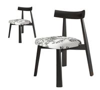 NMVAWIPT Chaise De Salle À Manger Rembourrée, Chaises Salon Modernes en Similicuir avec Assise Et Pieds Bois Massif(Black+Floral Fabric,2 Chairs)