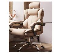 NMVAWIPT Chaise D'ordinateur Pivotante Et Inclinable en Cuir for Bureau À Domicile, Idéale Les Jeux Fonctions Exécutives, avec Dossier Ergonomique S Appui-tête Réglable(Khaki,Foot Pedal)
