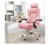 NMVAWIPT Chaise D'ordinateur Pivotante Et Inclinable en Cuir for Bureau À Domicile, Idéale Les Jeux Fonctions Exécutives, avec Dossier Ergonomique S Appui-tête Réglable(Pink,No Pedal)