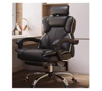 NMVAWIPT Chaise D'ordinateur Pivotante Et Inclinable en Cuir for Bureau À Domicile, Idéale Les Jeux Fonctions Exécutives, avec Dossier Ergonomique S Appui-tête Réglable(Black,Foot Pedal)