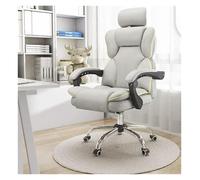 NMVAWIPT Chaise D'ordinateur Pivotante Et Inclinable en Cuir for Bureau À Domicile, Idéale Les Jeux Fonctions Exécutives, avec Dossier Ergonomique S Appui-tête Réglable(White,No Pedal)
